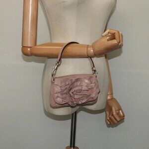 SAINT LAURENT Accessory Pouch Leather Beige Silver Auth